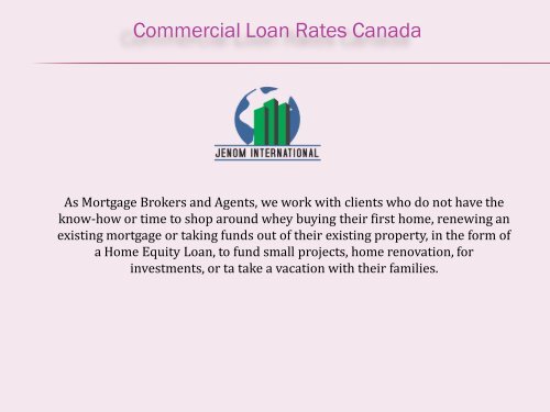 Image showcasing Commercial Loan Rates Canada