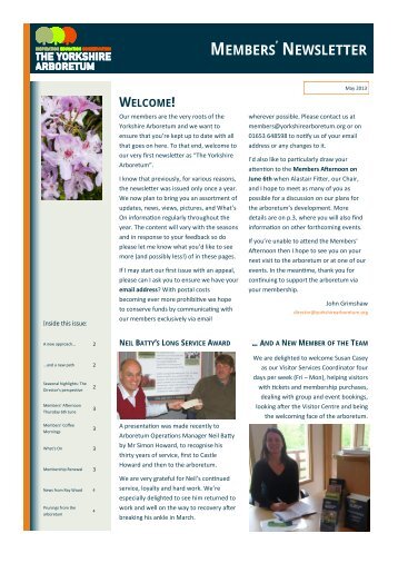 Yorkshire Arboretum Newsletter - Issue 1 - May 2013