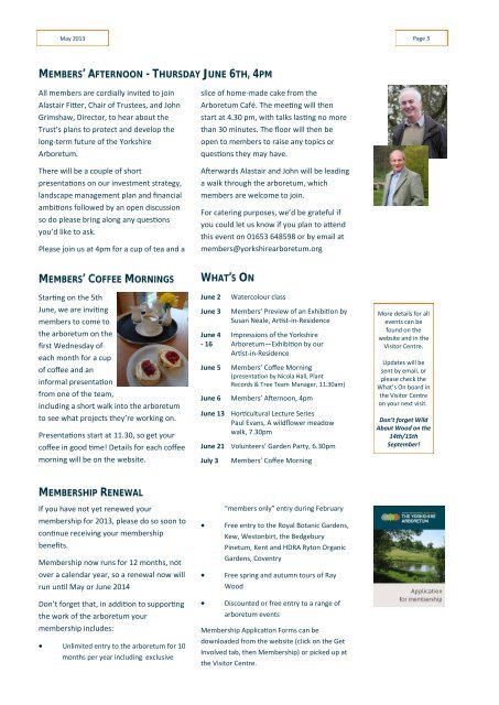 Yorkshire Arboretum Newsletter - Issue 1 - May 2013