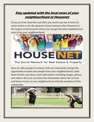 Stay updated with the local news of your neighbourhood at Housenet