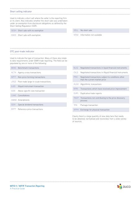 MiFID II / MiFIR Transaction Reporting A Practical Guide