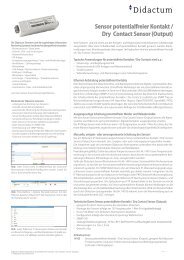 Datenblatt Sensor potentialfreier Kontakt / Dry Contact Sensor (Output)