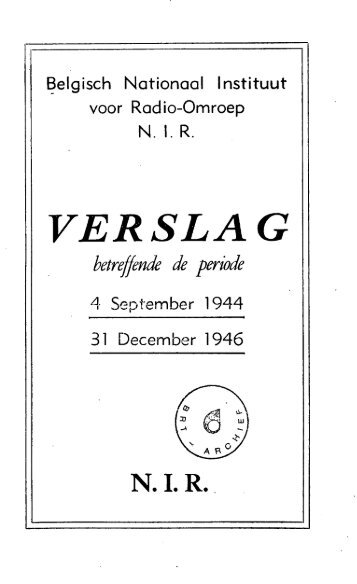 Jaarverslag NIR 4 september 1944- 31 december 1946
