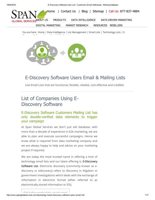 Purchase List of E-Discovery Software Customers from Span Global Services