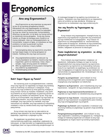 Ergonomics - MFL Occupational Health Centre