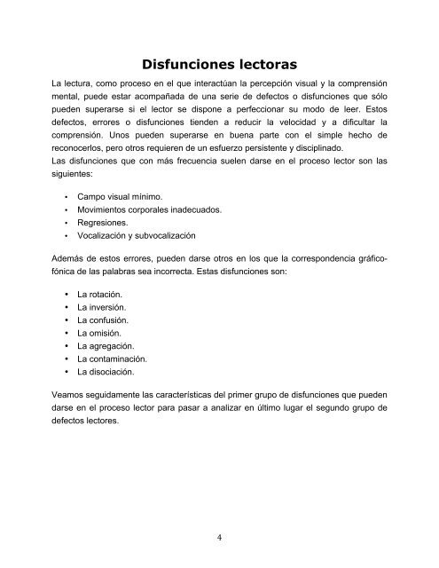 Que son disfunciones lectoras