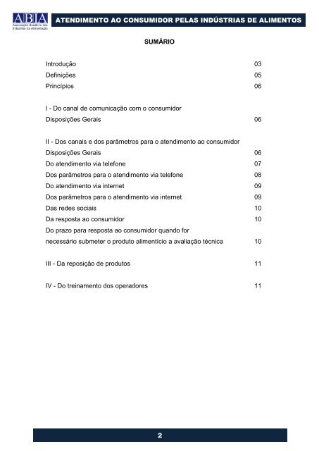 Padrão ABIA -Atendimento Consumidor