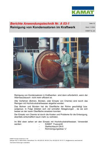 Reinigung von Kondensatoren im Kraftwerk - Kamat Pumpen GmbH ...