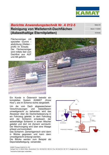 Reinigung von Welleternit-Dachflächen - Kamat Pumpen GmbH Co ...