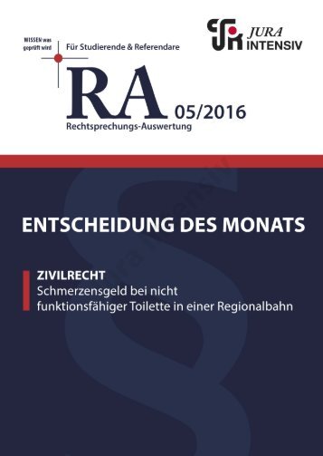 RA 05/2016 - Entscheidung des Monats
