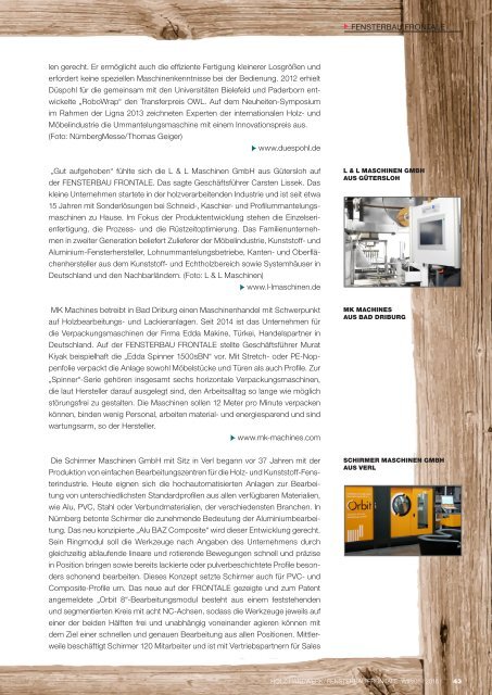 "WIRTSCHAFT REGIONAL" - Messe-Special 05/2016: HOLZ-HANDWERK/FENSTERBAU FRONTALE