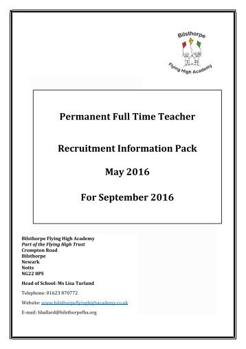 BFHA Teacher recruitment information