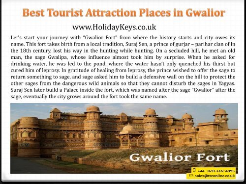 Best Tourist Attraction Places in Gwalior - HolidayKeys.co.uk