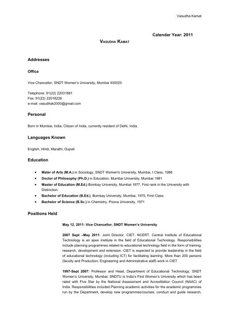 Curriculum Vitae Of Dr Departments Departments Of Education Curriculum Vitae Of Dr Departments Departments Of Education