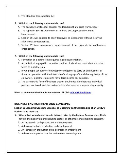 ACC 497 Final Exam - Assignment