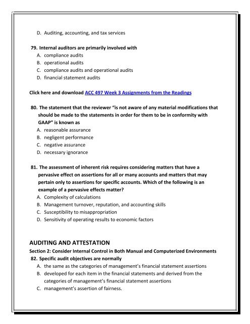 ACC 497 Final Exam - Assignment