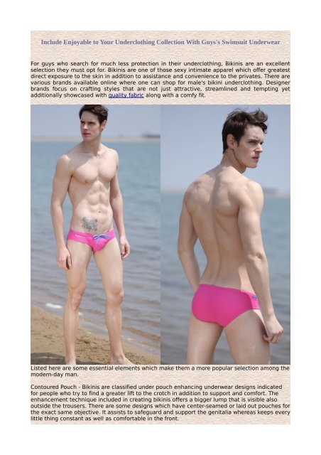Include Enjoyable to Your Underclothing Collection With Guys's Swimsuit Underwear