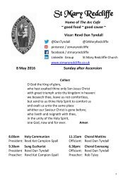 St Mary Redcliffe Church Pew Leaflet - 8 May 2016