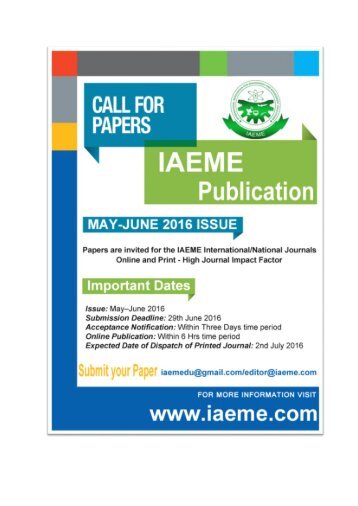 IAEME Publication - CALL FOR PAPER 2016