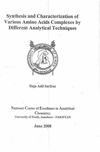 Synthesis and Characterization of Various Amino Acids Complexes ...