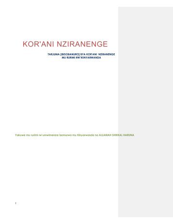 KOR'ANI NZIRANENGE-1