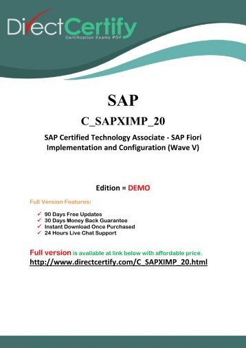 DirectCertify C_SAPXIMP_20 Exam Training Kits