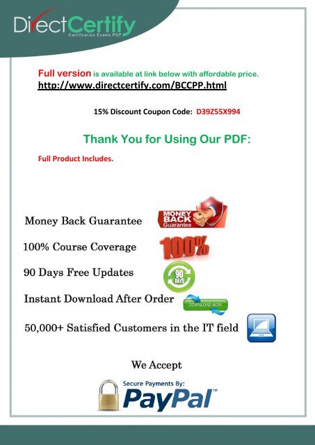 DirectCertify BCCPP Exam Training Kits