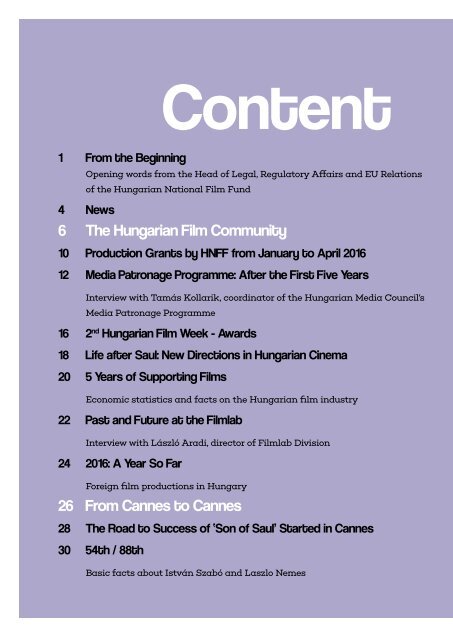 Hungarian Film Magazine – The Cannes 2016 Issue