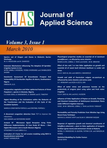 Journal of Applied Science Studies - Ozean Publications