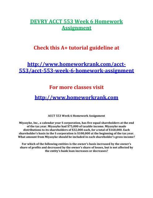 DEVRY ACCT 553 Week 6