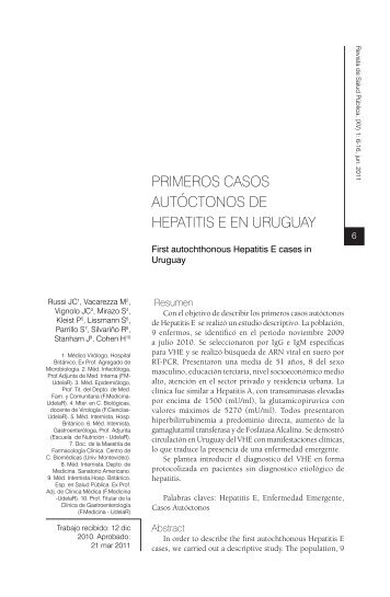 primeros casos autóctonos de hepatitis e en uruguay - Escuela de ...