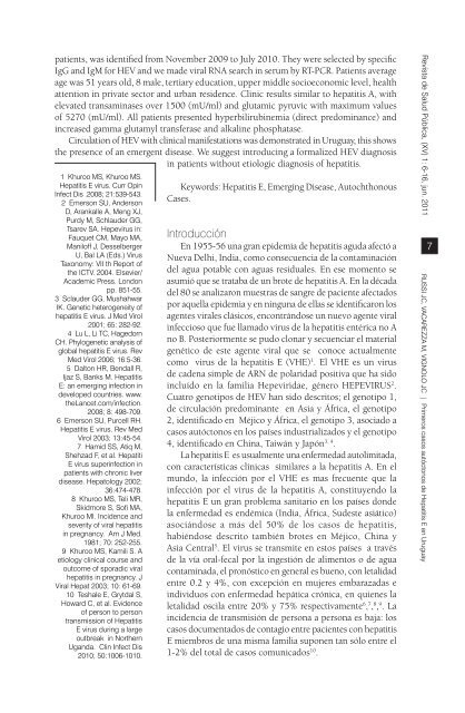 primeros casos autóctonos de hepatitis e en uruguay - Escuela de ...