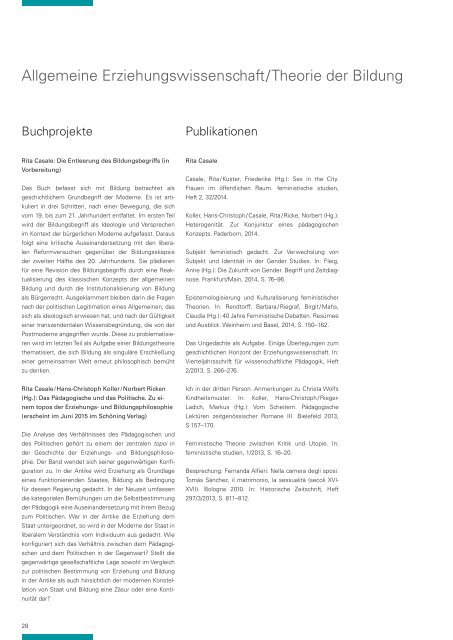 Erziehungswissenschaft: Jahresbericht 2013/2014