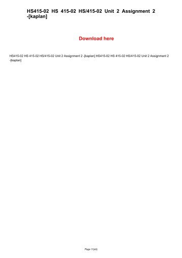 HS415-02 HS 415-02 HS/415-02 Unit 2 Assignment 2 -[kaplan]