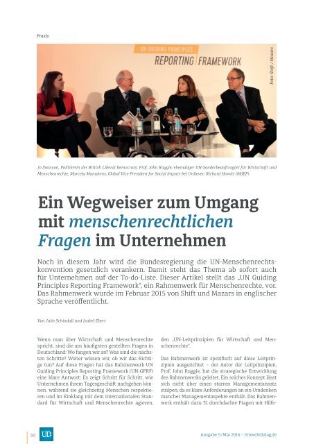 CSR-Reporting. Pflicht oder Chance? - UmweltDialog Magazin Nr . 5  (Mai 2016)