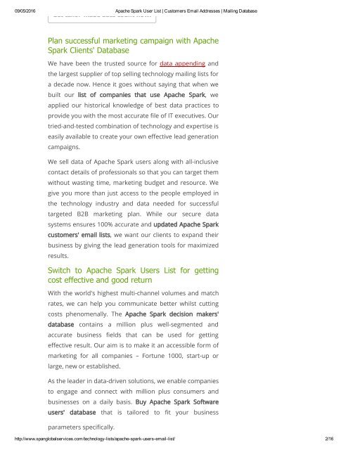 Get Targeted Apache Spark Customer Lists from Span Global Services