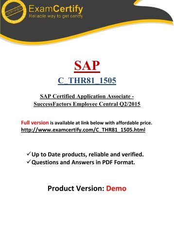 ExamCertify C_THR81_1505 E-book Dumps and Practice Test