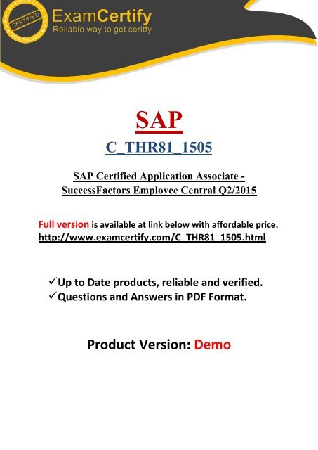 ExamCertify C_THR81_1505 E-book Dumps and Practice Test