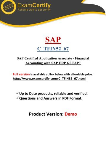 ExamCertify C_TFIN52_67 E-book Dumps and Practice Test