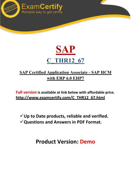 ExamCertify C_THR12_67 E-book Dumps and Practice Test