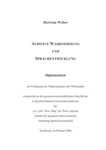 Auditive Wahrnehmung und Sprachentwicklung - hss-klinik Innsbruck