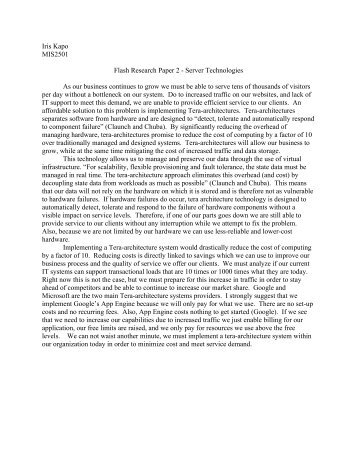 Iris Kapo MIS2501 Flash Research Paper 2 ... - Temple Fox MIS