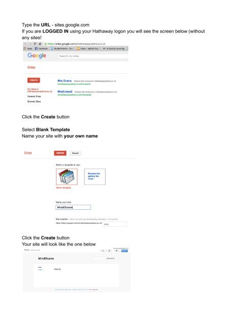 Website setup - Google Docs