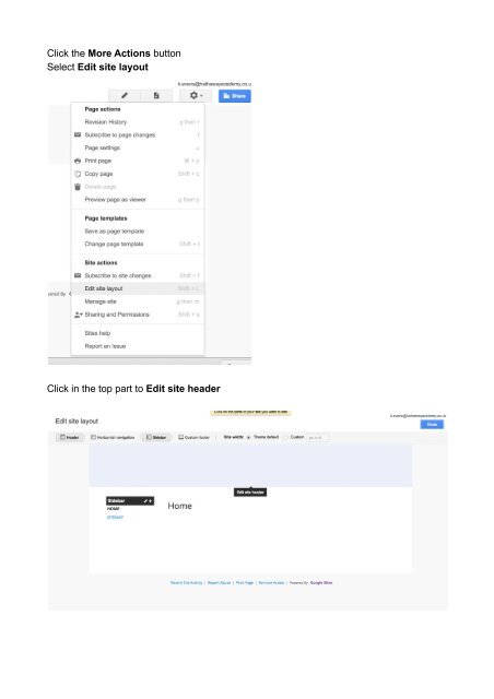 Website setup - Google Docs