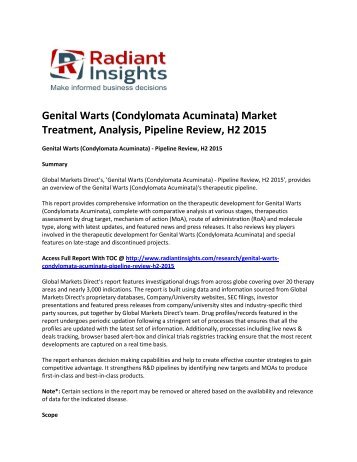 Genital Warts (Condylomata Acuminata) Market Size And Forecast Report Up To 2015: Radiant Insights, Inc