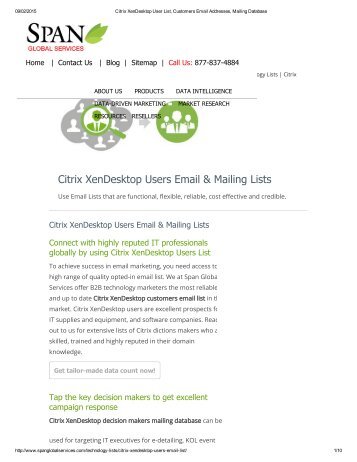 Get data on how many companies use Citrix XenDesktop technology from Span Global Services 