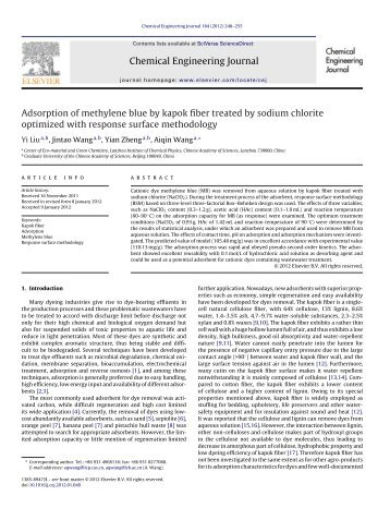 Adsorption of methylene blue by kapok fiber treated by sodium ...