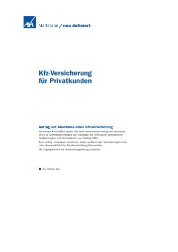 Antrag/Deckungsauftrag (PDF) - KFZ-Versicherung online berechnen