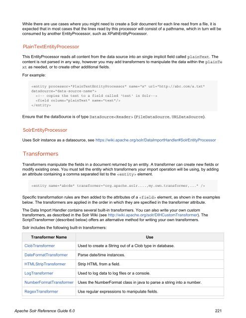 Apache Solr Reference Guide Covering Apache Solr 6.0