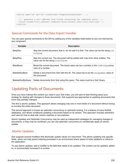 Apache Solr Reference Guide Covering Apache Solr 6.0